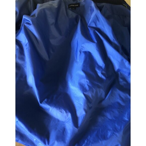 Lands End Lined Unisex Thermolite Jacket Small Blue/Black Hooded Zip Up Size 6-8 - Picture 3 of 8